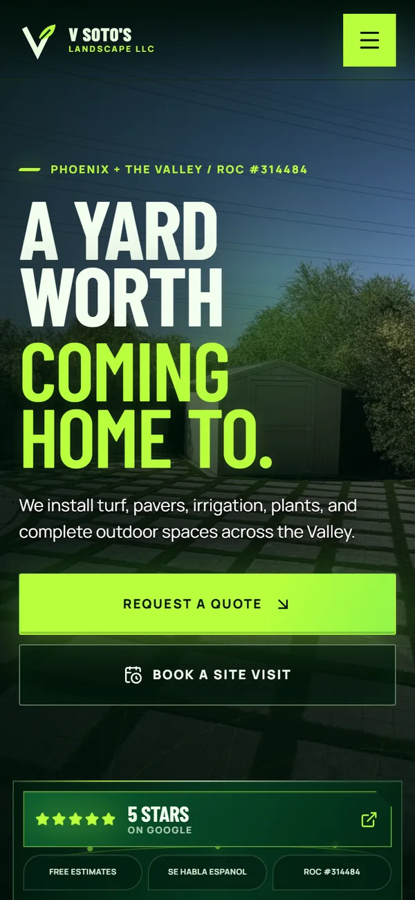 V Soto's Landscape mobile website
