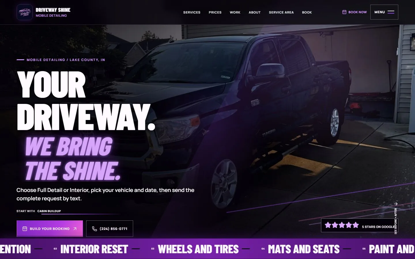 Driveway Shine Mobile Detailing website