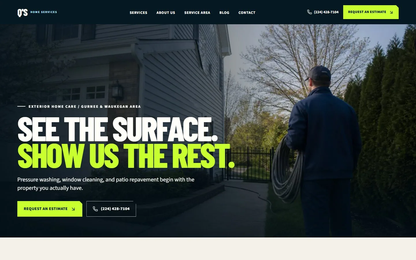 Q's Home Services website